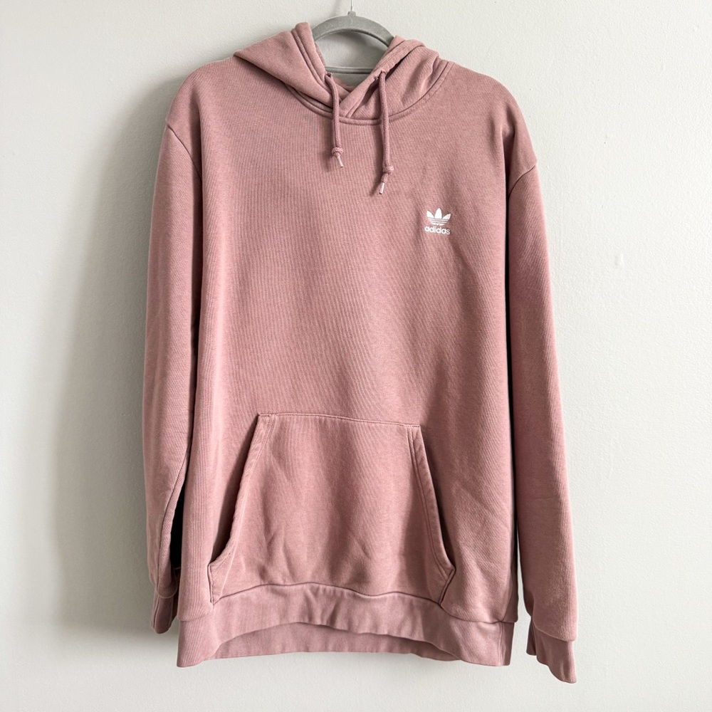 Adidas Originals Hoodie Womens XL Pink Trefoil Logo Pullover Sweatshirt Casual